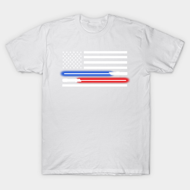 white lightsaber American flag T-Shirt-TOZ